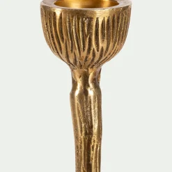 Chandelier effet bois en laiton H20cm - doré