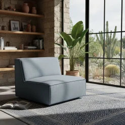 Chauffeuse en tissu tramé - bleu