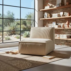 Chauffeuse en velours côtelé azores - beige