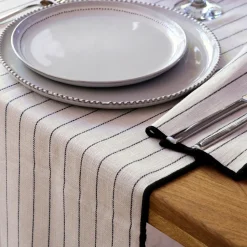 Chemin de table en coton blanc et noir 50x200cm