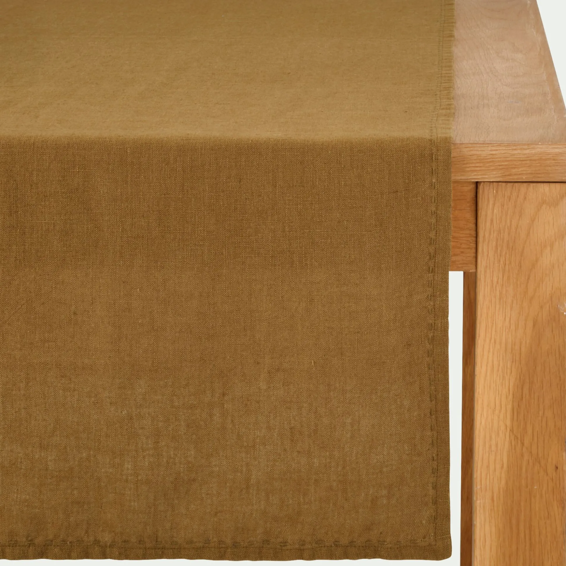 Chemin de table en lin lavé 50x150cm - brun alep