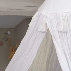 Ciel de lit en gaze de coton H220cm - blanc
