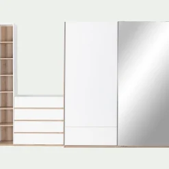 Colonne de rangement en bois effet chêne H235xL35cm - blanc