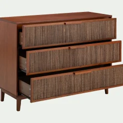 Commode 3 tiroirs en acajou L120cm - bois foncé