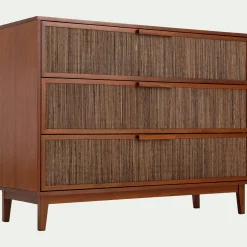 Commode 3 tiroirs en acajou L120cm - bois foncé