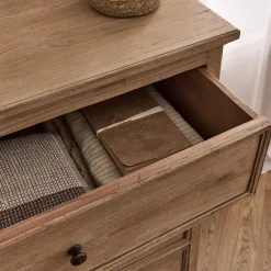 Commode 4 tiroirs en bois d'orme et de pin - bois clair