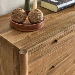 Commode 6 tiroirs en bois d'acacia massif - bois clair