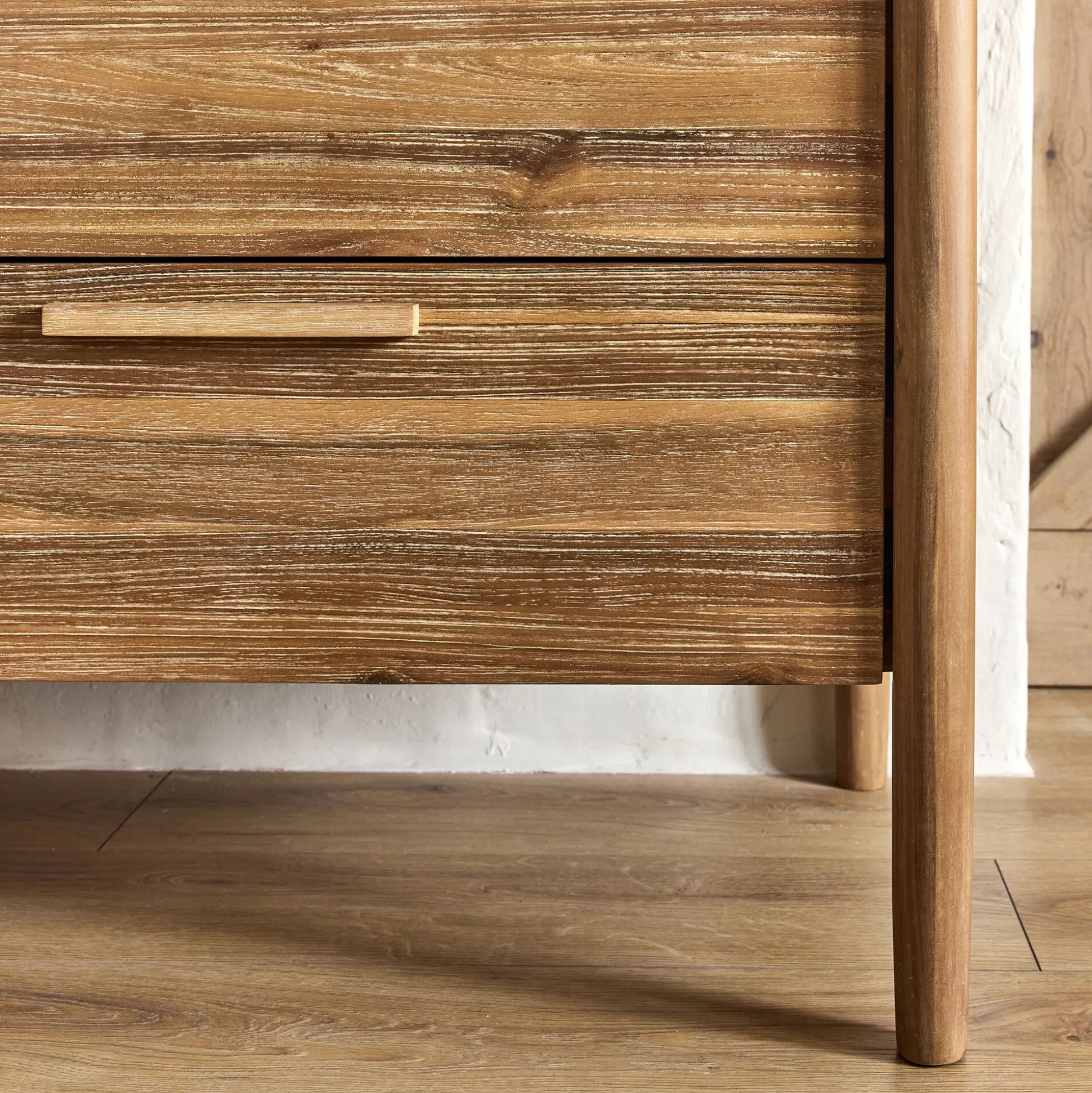 Commode 6 tiroirs en bois d'acacia massif - bois clair