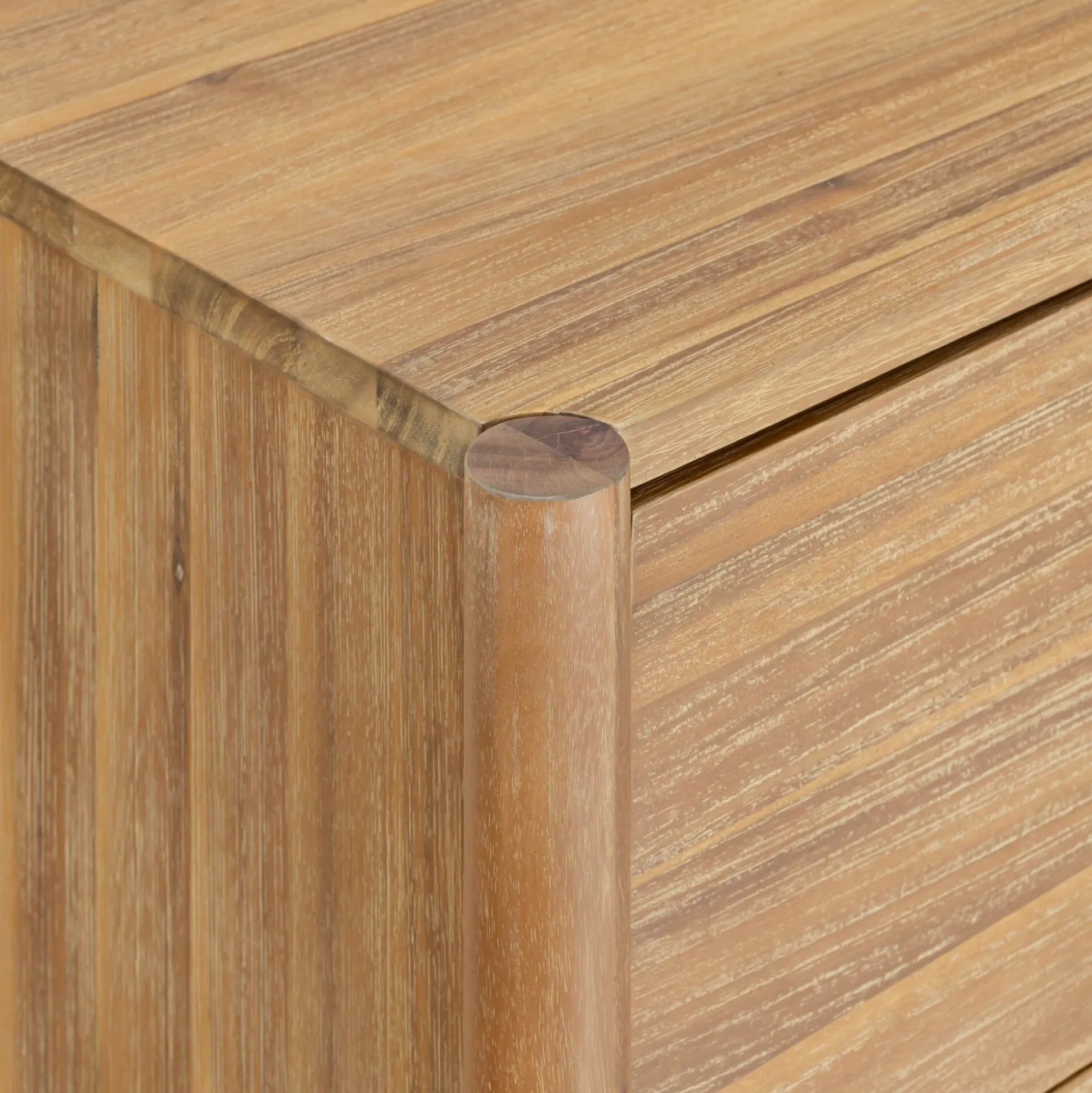 Commode 6 tiroirs en bois d'acacia massif - bois clair