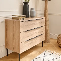 Commode 3 tiroirs en bois - bois clair