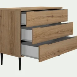 Commode 3 tiroirs en bois - bois clair