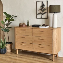 Commode 6 tiroirs en chêne - bois clair