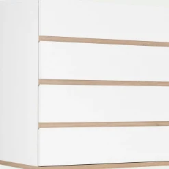Commode module 4 tiroirs en bois effet chêne H94XL94cm - blanc