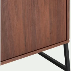 Composition bibliothèque avec meuble TV en bois de noyer - bois foncé