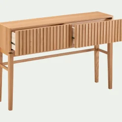 Console 2 tiroirs en bois L120xl30xH80cm - naturel