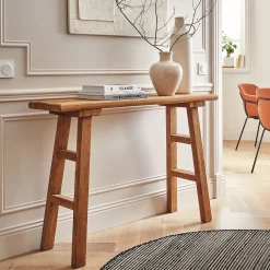 Console en bois recyclé - bois foncé L120xl30xH80cm