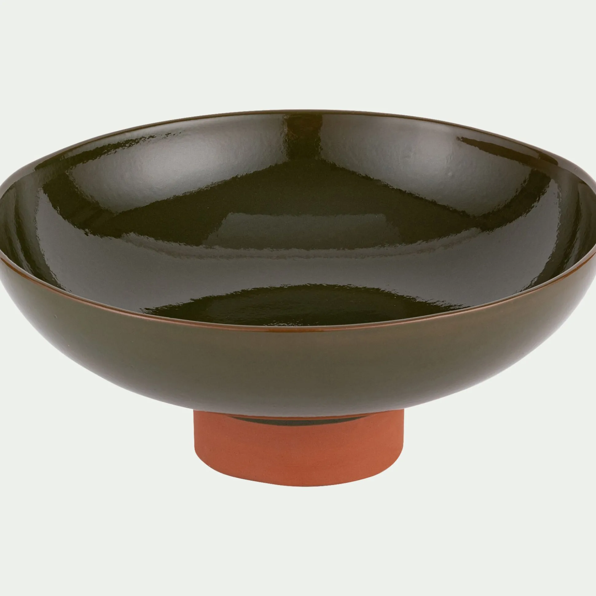 Coupe décorative bicolore en terre cuite H15,5cm - vert