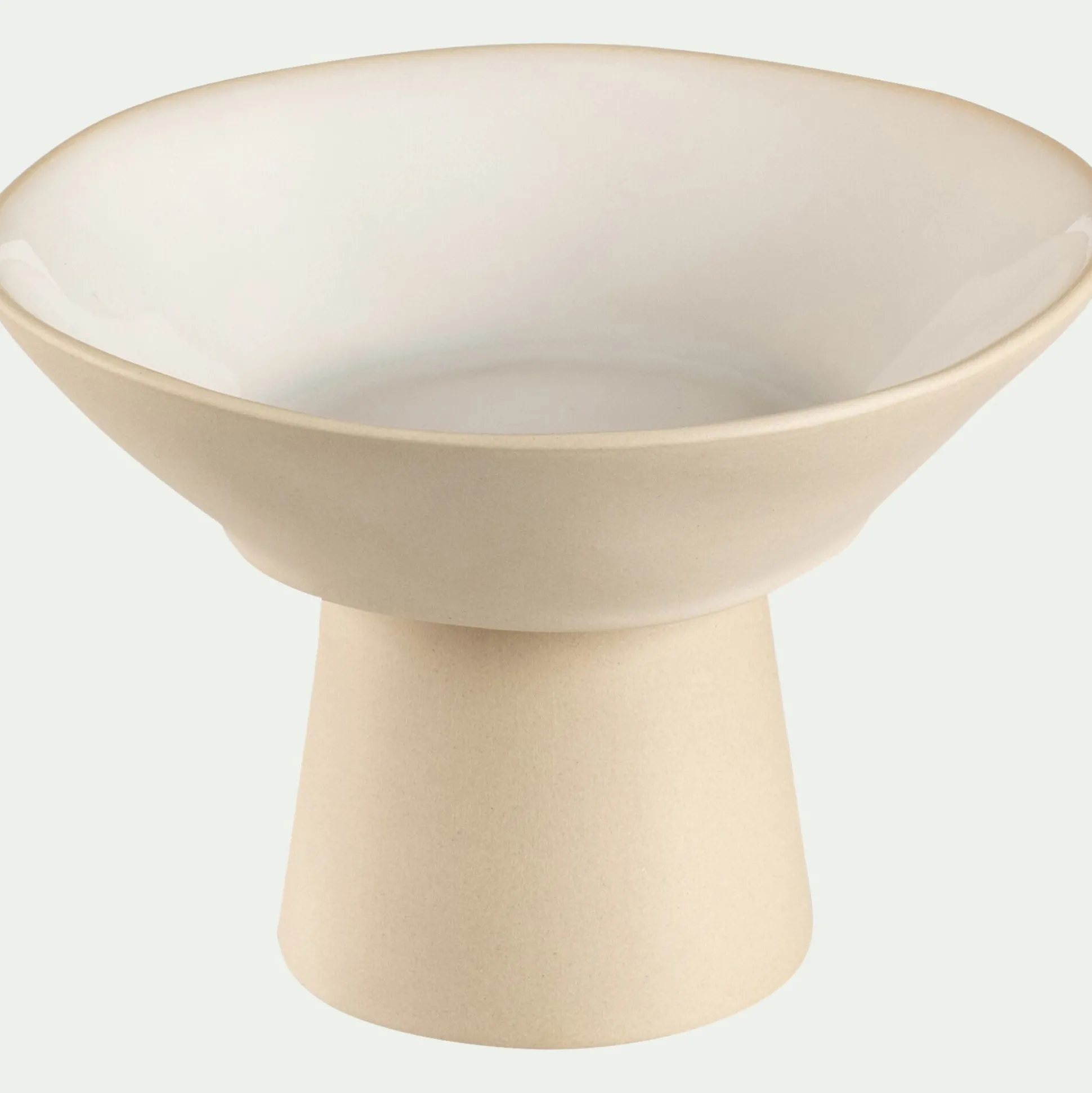 Coupe décorative en grès D15,9cm - blanc
