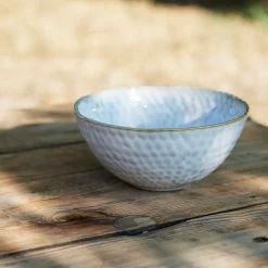 Coupe décorative en grès D17,5cm - blanc