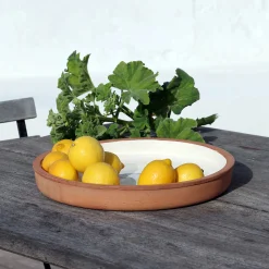 Coupe décorative en terre cuite émaillée D35cm - blanc