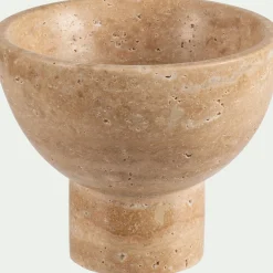 Coupe décorative en travertin D13,6xH11,5cm - naturel