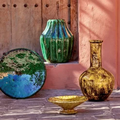 Coupe décorative sur pied en terre cuite D40cm - vert tamegroute