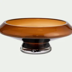 Coupe décorative sur pied en verre D26cm - brun rustrel