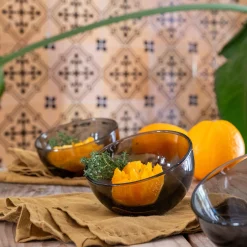 Coupelle à dessert en verre fumé D11cm - gris