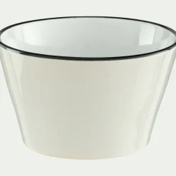 Coupelle en grès avec liseré noir D13cm - blanc