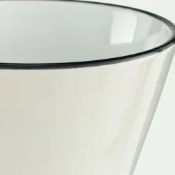 Coupelle en grès avec liseré noir D13cm - blanc