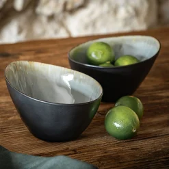 Coupelle en grès réactif D15,5cm - gris