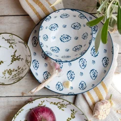 Coupelle motif végétal en porcelaine D11,7cm - vert