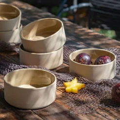 Coupelle mouchetée en grès D14cm - beige