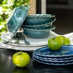 Coupelle ondulée en grès D18,5cm - vert