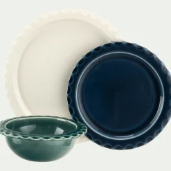 Coupelle ondulée en grès D18,5cm - vert