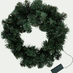 Couronne de Noël artificielle lumineuse D45cm - vert
