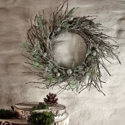 Couronne de Noël en pommes de pin D45cm - marron