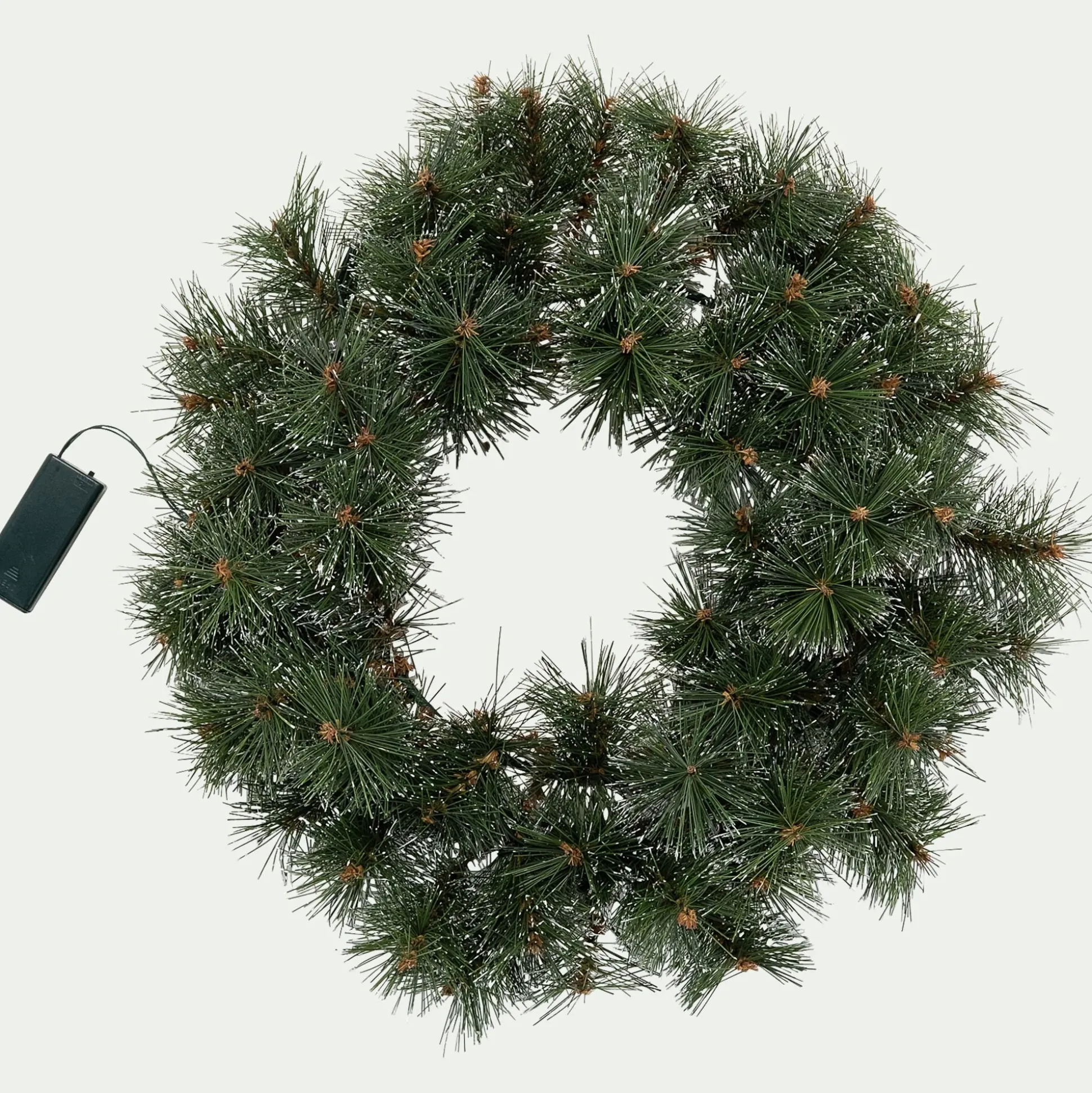 Couronne de Noël végétale lumineuse - vert D45cm