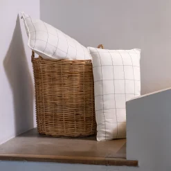 Coussin à carreaux en lin 40x60cm - blanc