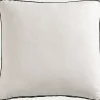 Coussin à frise brodée en coton 45x45cm - blanc
