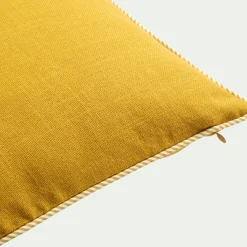 Coussin à passepoil bicolore en coton 30x50cm - jaune