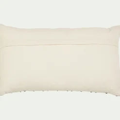 Coussin à rayures brodées en coton 30x50cm - noir et écru