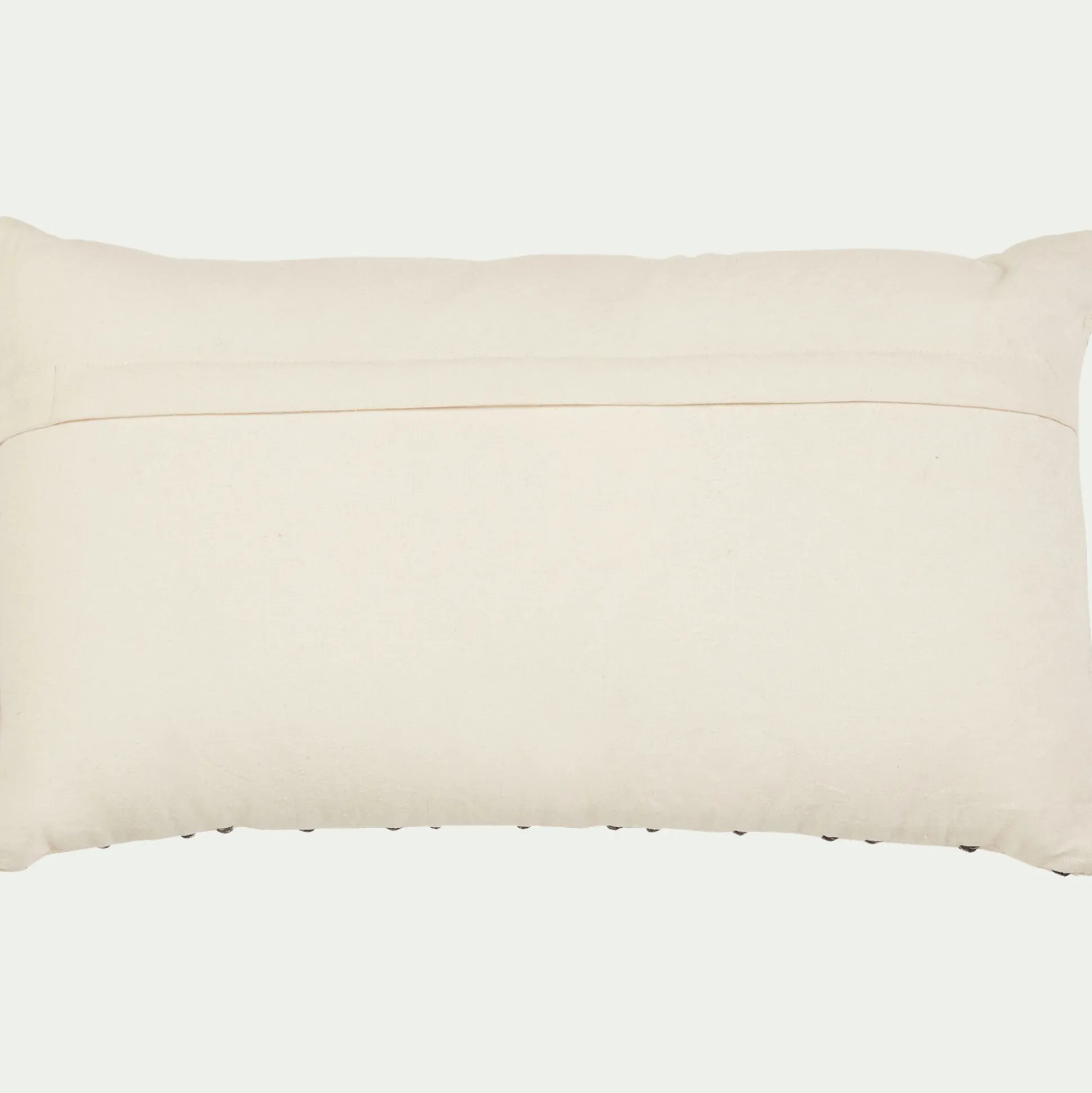 Coussin à rayures brodées en coton 30x50cm - noir et écru