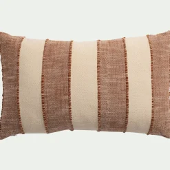 Coussin à rayures en coton 30x50cm - brun