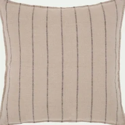 Coussin à rayures en lin 65x65cm - beige