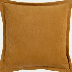 Coussin bicolore en velours côtelé 45x45cm - beige sable