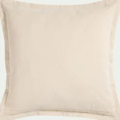 Coussin bicolore en velours côtelé 45x45cm - beige sable