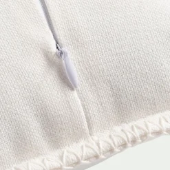 Coussin brodé en coton 30x50cm - blanc écru