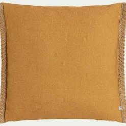 Coussin de jardin brodé en tissu - jaune argan