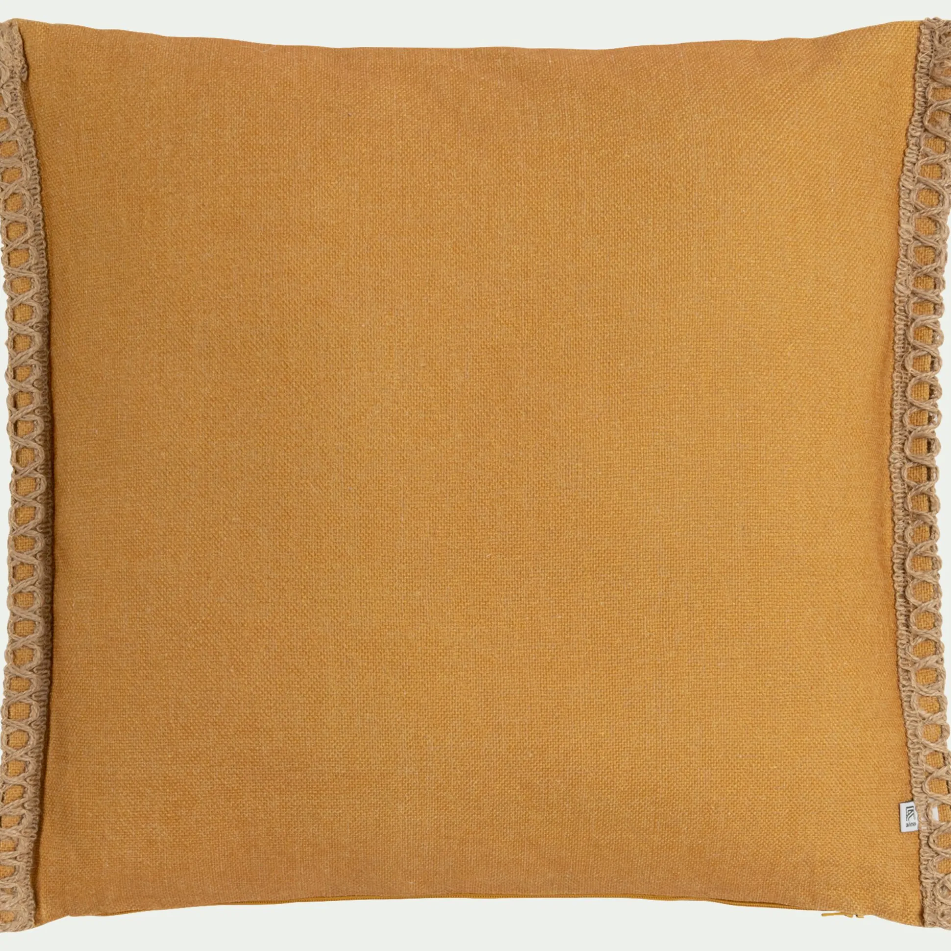 Coussin de jardin brodé en tissu - jaune argan